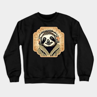 Sloth with headphones Crewneck Sweatshirt